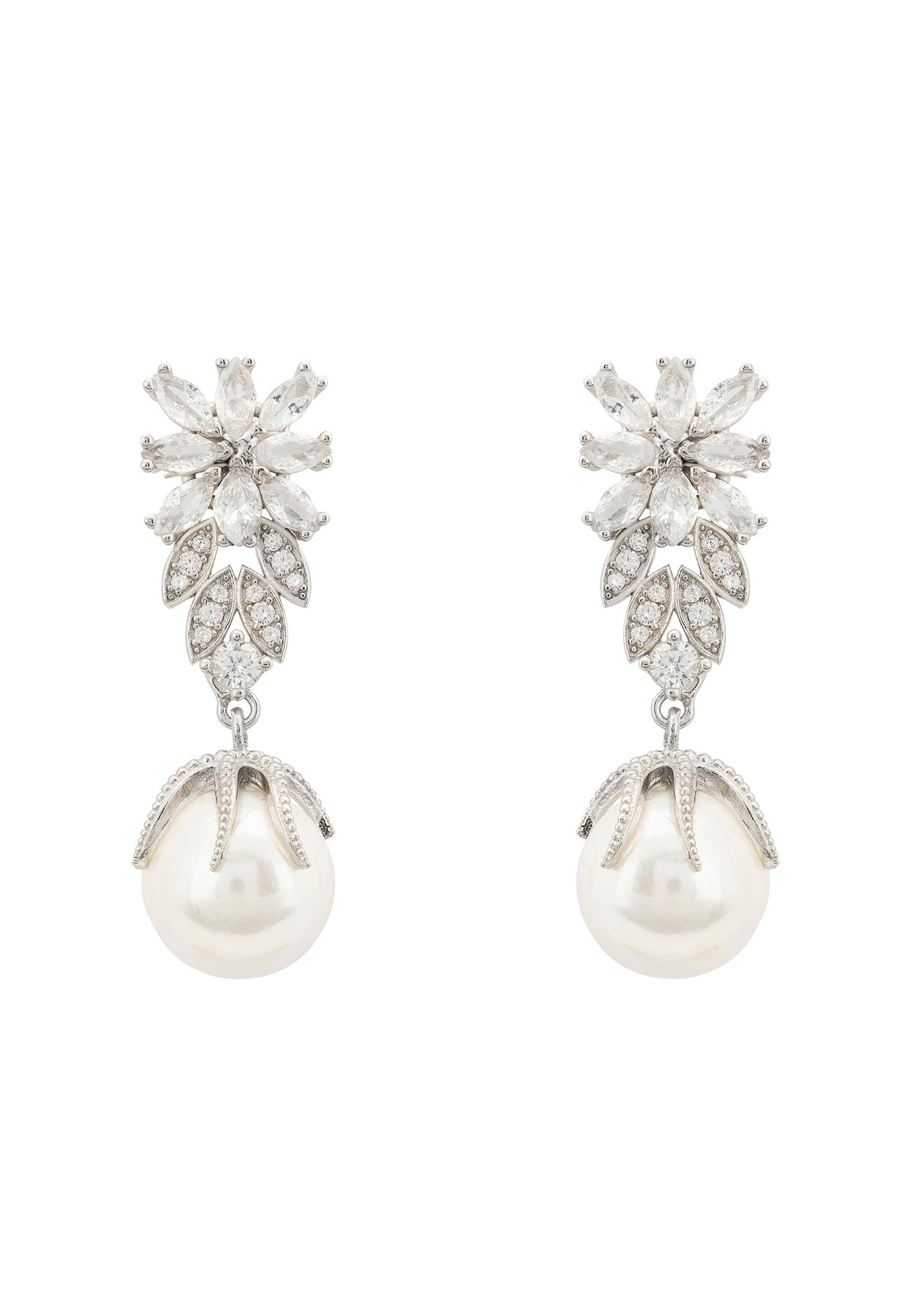 Primrose Baroque Pearl Earrings Silver White - lolaluxeshop