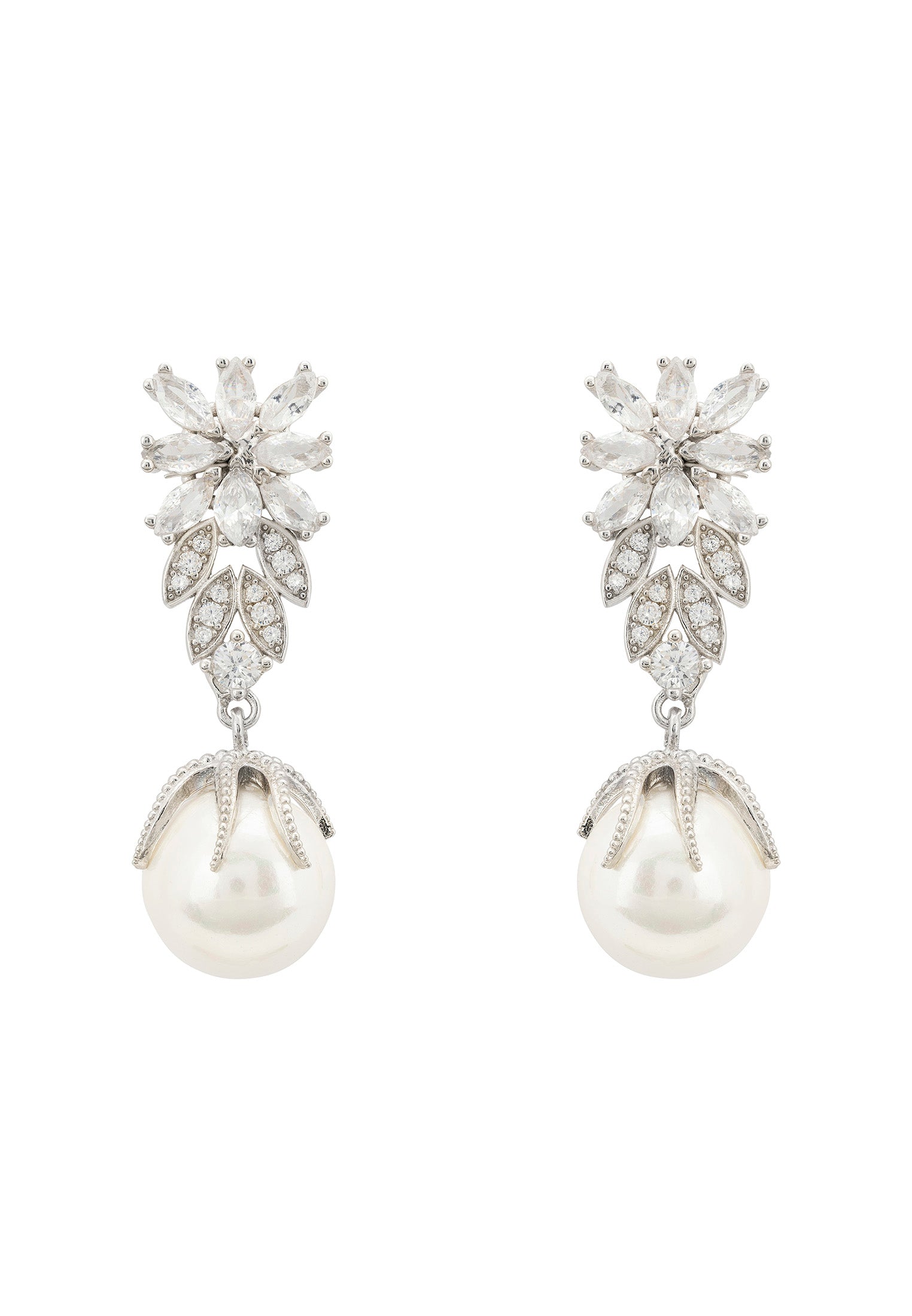 Primrose Baroque Pearl Earrings Silver White - lolaluxeshop