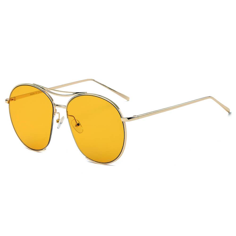 LOUDON | Oversize Tinted Lens Round Aviator Sunglasses - lolaluxeshop