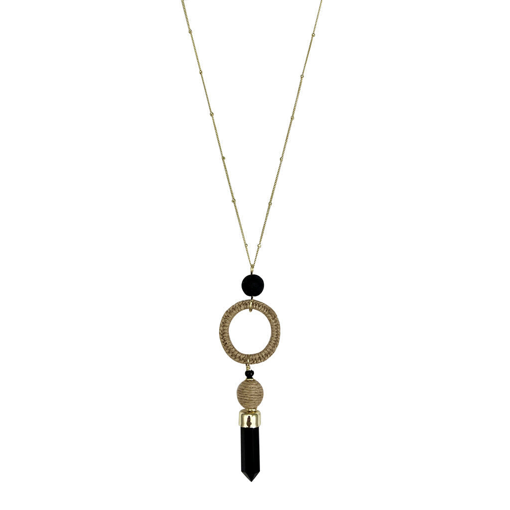 Black Agate Jute Necklace - LOLA LUXE