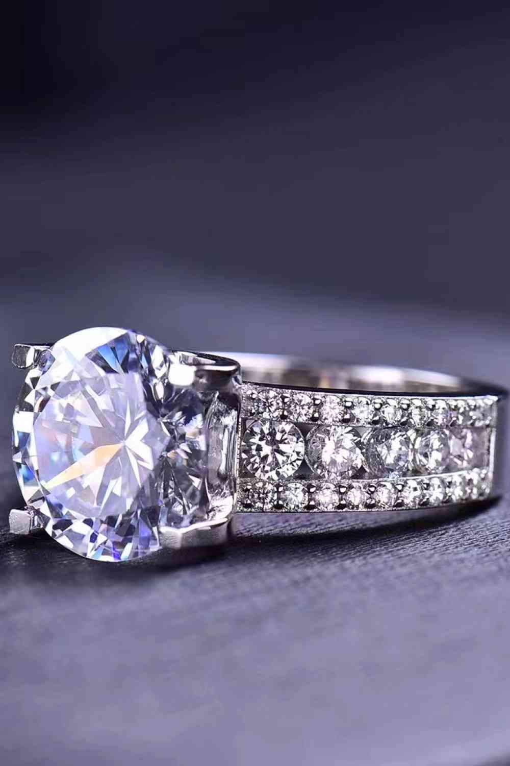 Platinum-Plated 5 Carat Moissanite Side Stone Ring - lolaluxeshop