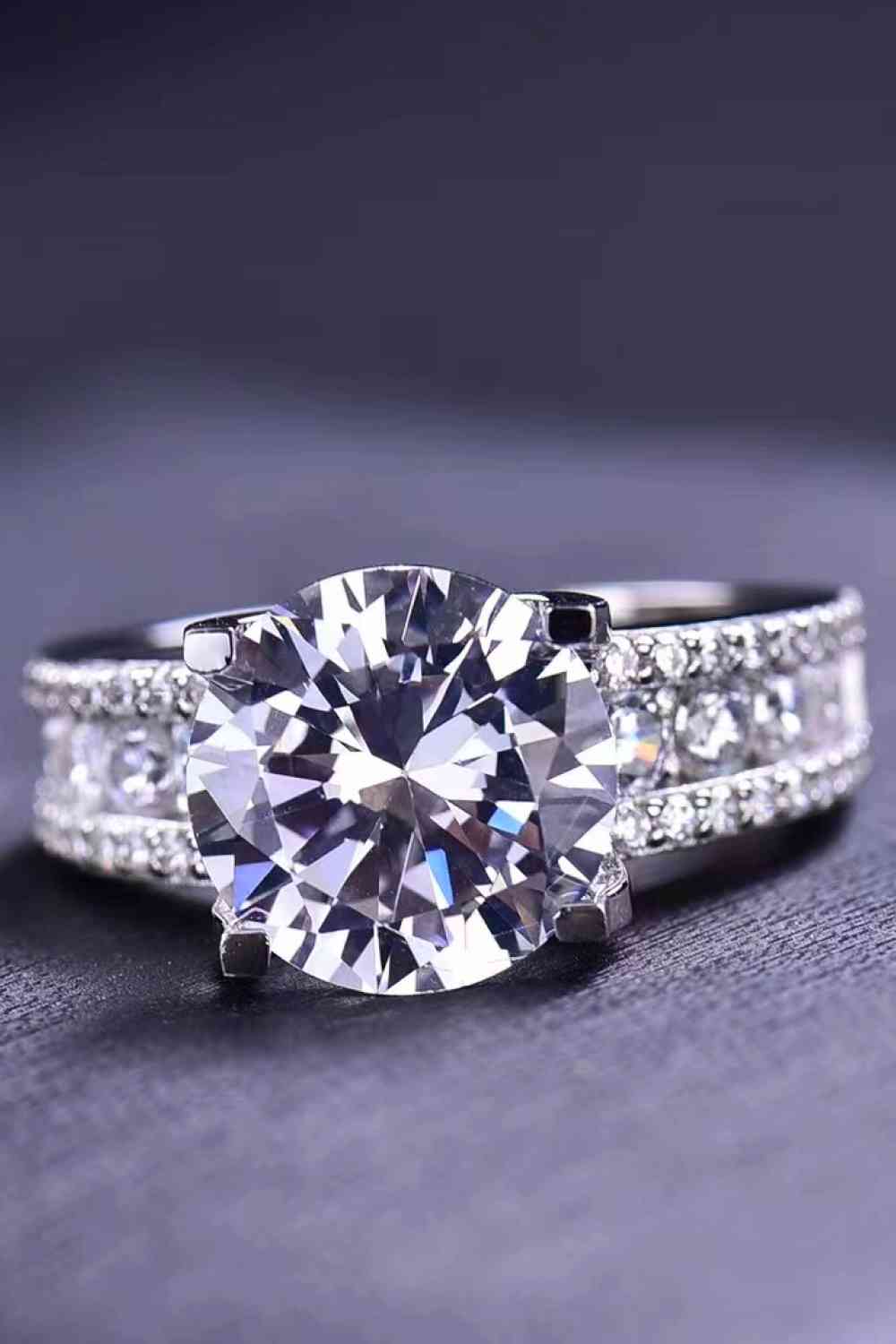 Platinum-Plated 5 Carat Moissanite Side Stone Ring - lolaluxeshop