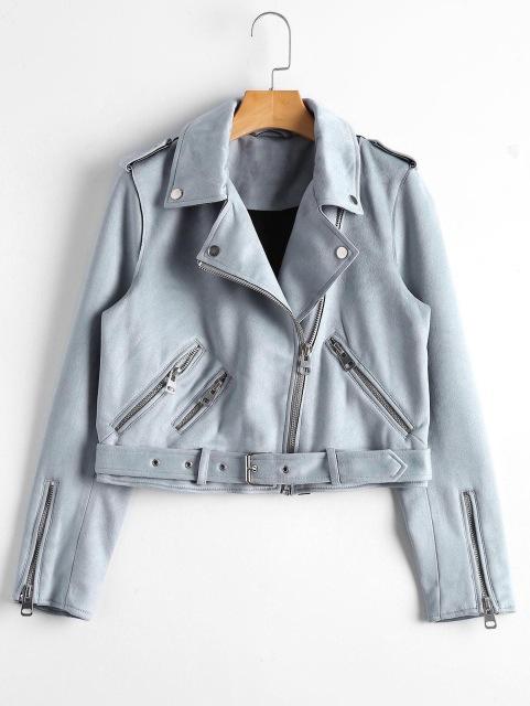 Slim Suede  Biker Jacket PU Coat - LOLA LUXE