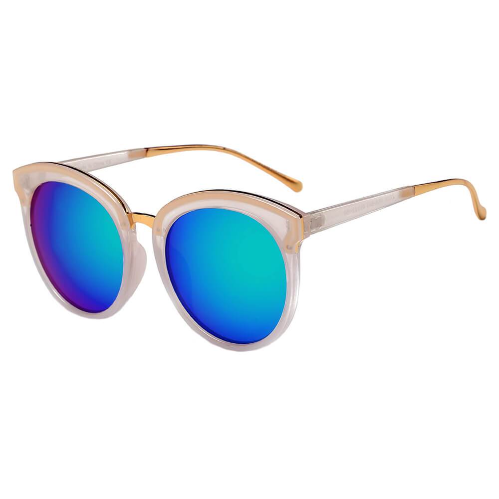 NORTH | Women's Oversized Round Mirrored Lens Horned Rim Sunglasses - lolaluxeshop