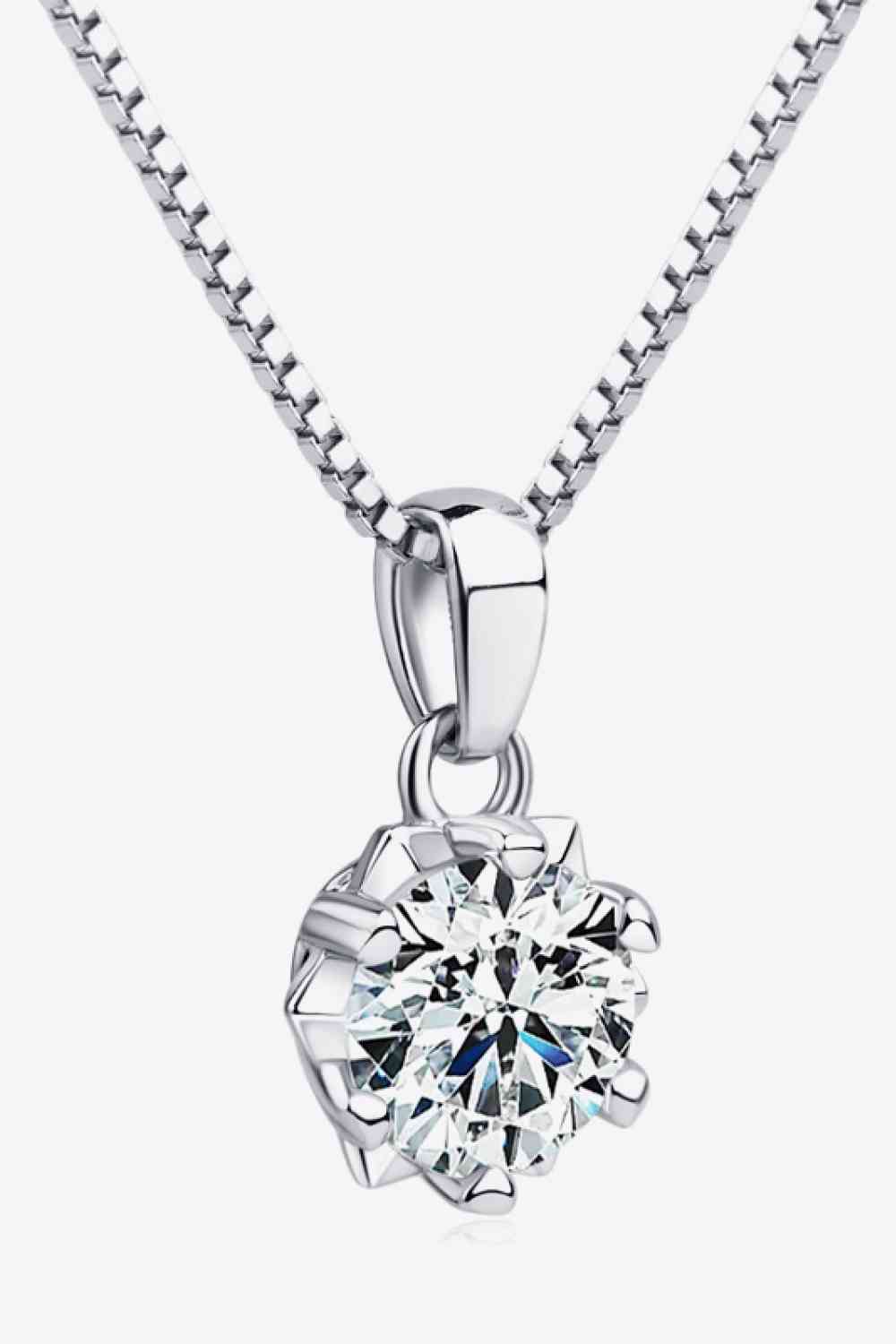 1 Carat Moissanite Pendant Platinum-Plated Necklace - lolaluxeshop