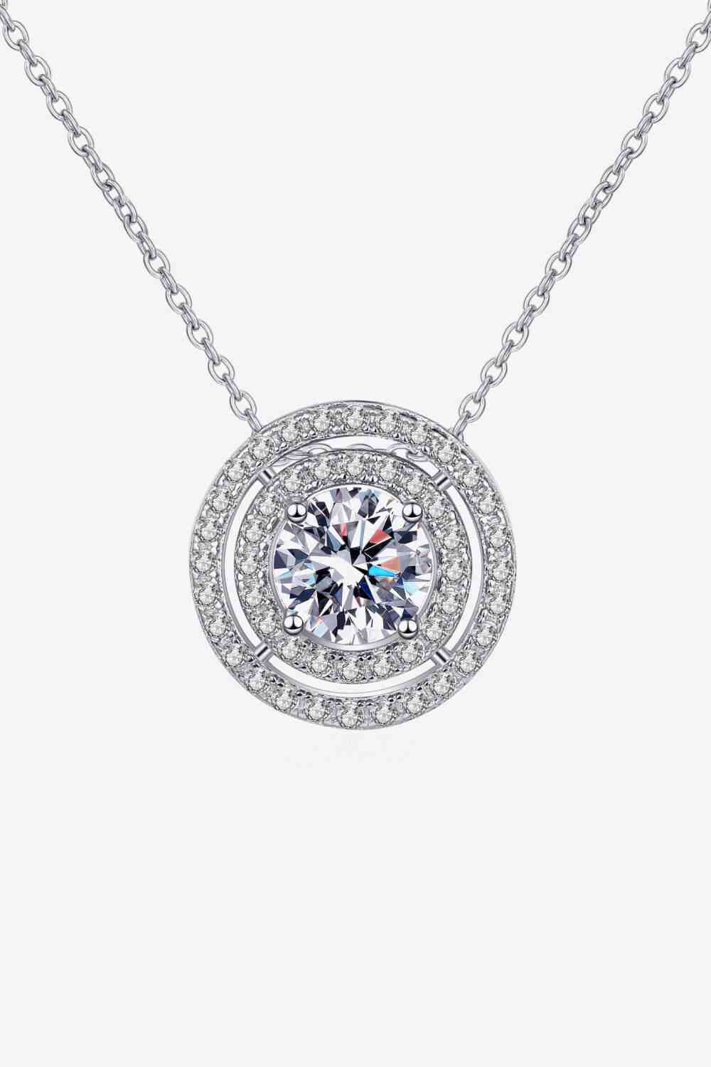 Moissanite Round Pendant Rhodium-Plated Necklace - lolaluxeshop