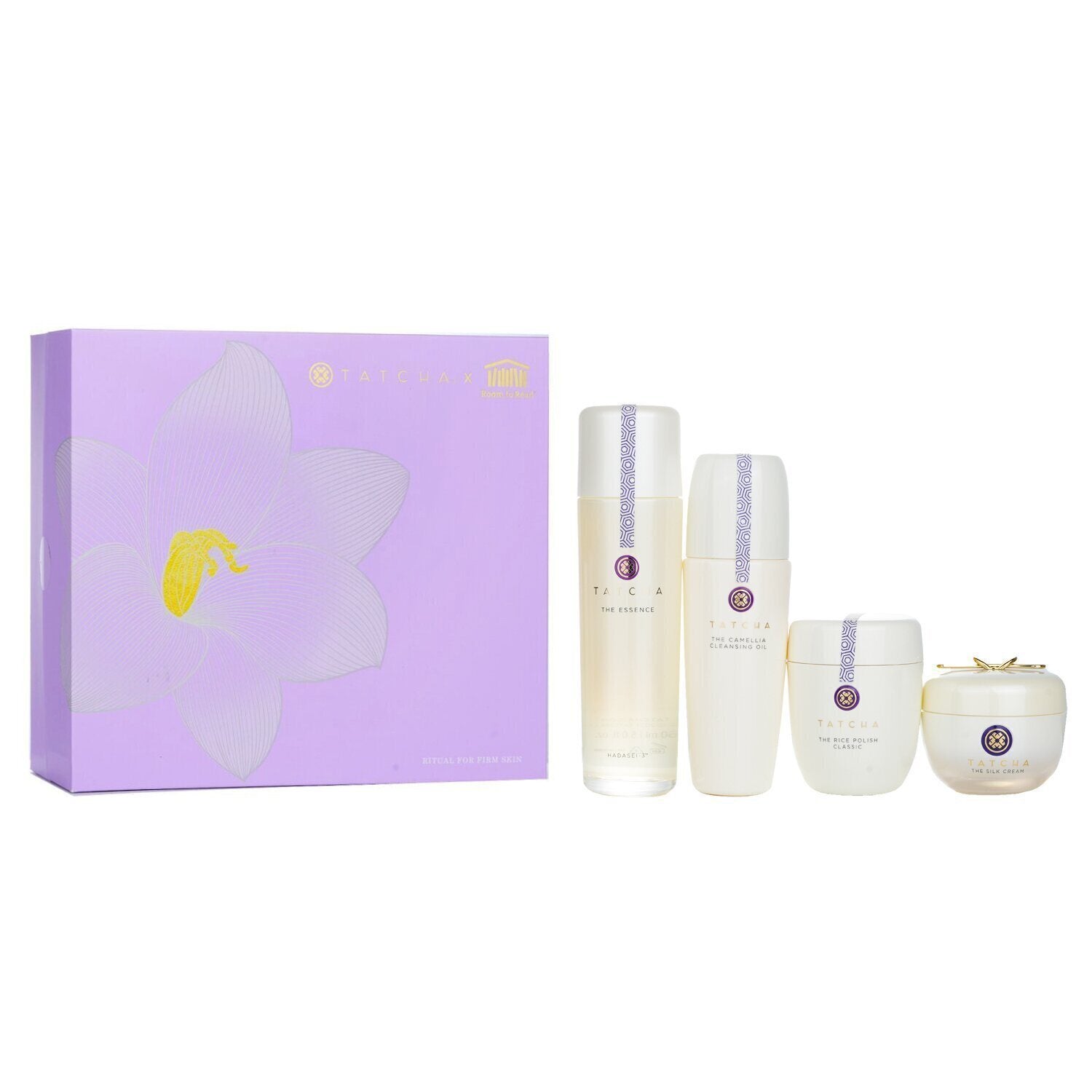 TATCHA - Ritual For Firm Skin Set: Camellia Cleansing Oil 150ml + Essence 150ml + Silk Cream 50ml + Rice Polish 60g 752887 4pcs - lolaluxeshop