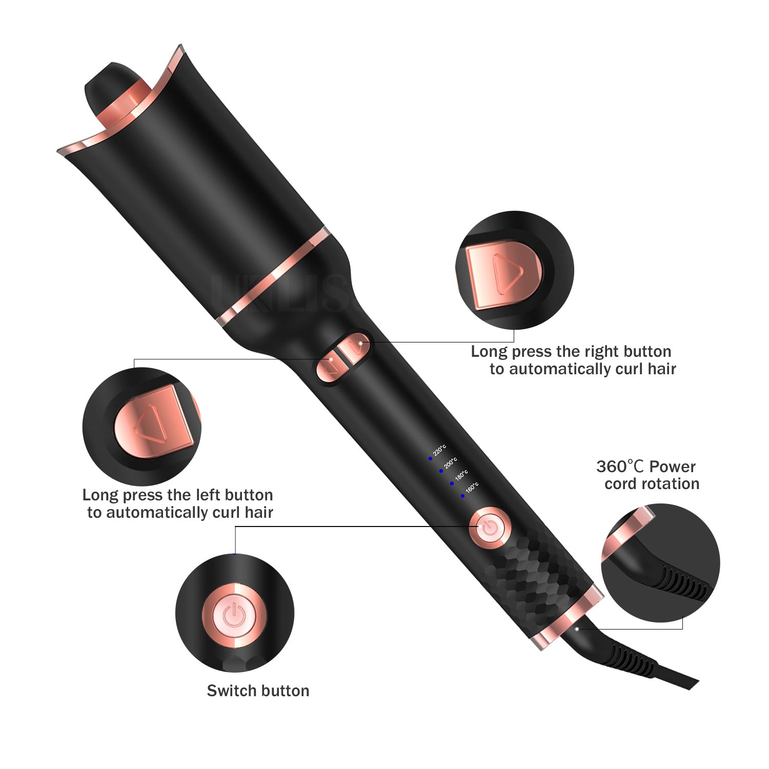 Automatic Hair Curler Ceramic Curling Irons Wand Rotating Curling Wand Electric Hair Waver Styling Tools Auto Hair Crimper - lolaluxeshop