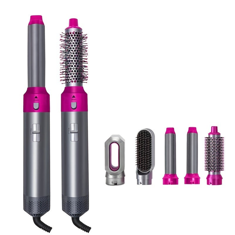 5 In 1 Curling Set With Brush Motor Hair Styler Hot Air Brush Professional Hair Dryer Brush Straightener For All Hair Styles - lolaluxeshop