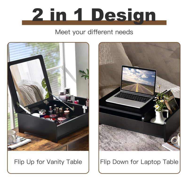 2-in-1 Compact Bay Window Makeup Dressing Table - lolaluxeshop