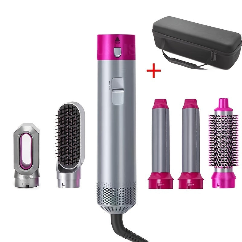 5 In 1 Curling Set With Brush Motor Hair Styler Hot Air Brush Professional Hair Dryer Brush Straightener For All Hair Styles - lolaluxeshop