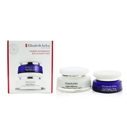 ELIZABETH ARDEN - Visible Difference Day & Night Duo: Refining Moisture Cream Complex 100ml/3.4oz+Good Night's Sleep Restoring Cream 50ml/1.7oz 2pcs - lolaluxeshop