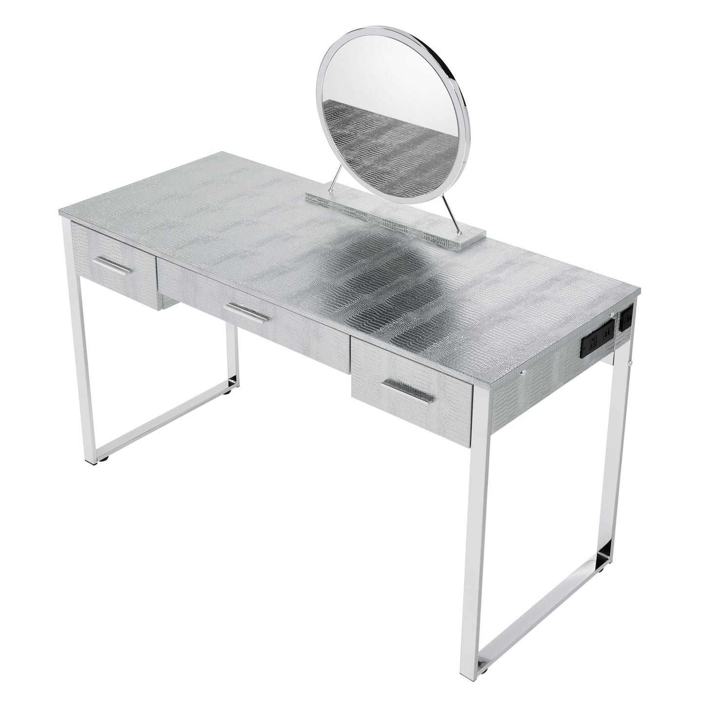 ACME Myles Vanity Set w/USB Port, Antique White & Chrome Finish AC00840 - lolaluxeshop