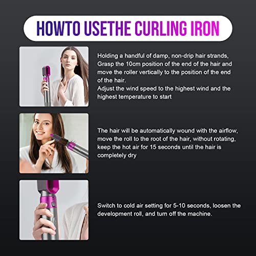 5 in 1 Curling Wand Set Professional Hair Curling Iron for Multiple Hair Types and Styles Fuchsia - lolaluxeshop