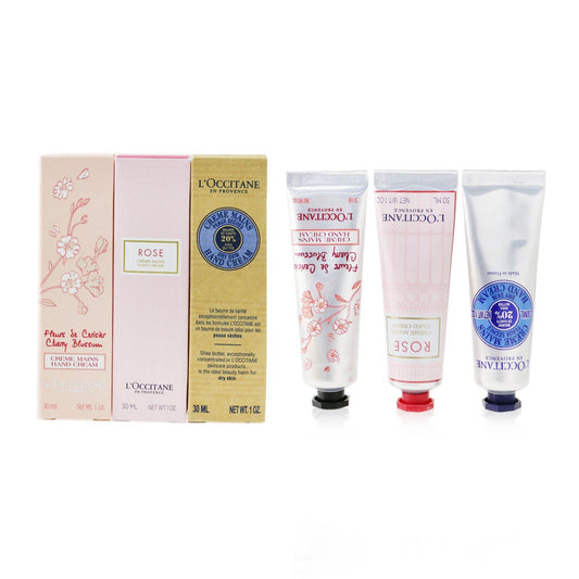 L'OCCITANE - Lovelier Hands Set: 2xRose Hand Cream 30ml+2x Shea Butter Hand Cream 30ml+2x Cherry Blossom Hand Cream 30ml 594988 6x30ml/1oz - lolaluxeshop