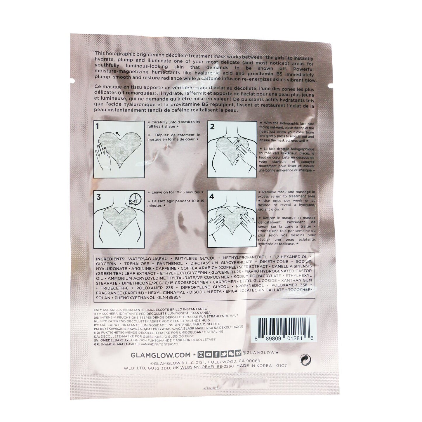 GLAMGLOW - Bright Between The Girls Instant Radiance Hydrating Decollete Mask G1C7 / 012816 1sheet - lolaluxeshop