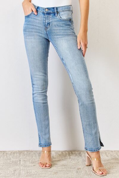 Kancan Full Size Mid Rise Y2K Slit Bootcut Jeans - lolaluxeshop