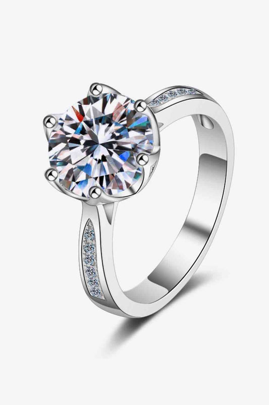 3 Carat Moissanite Rhodium-Plated Side Stone Ring - lolaluxeshop