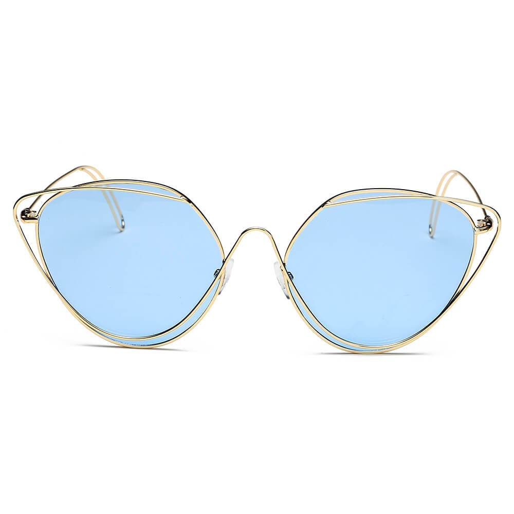 LISLE | Women Fashion Round Wire Art Cat Eye Sunglasses - lolaluxeshop