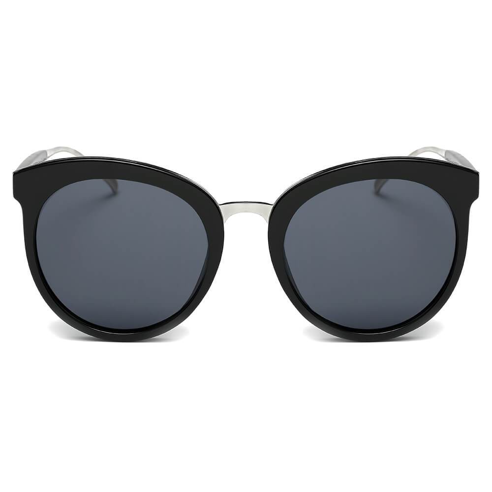 NORTH | Women's Oversized Round Mirrored Lens Horned Rim Sunglasses - lolaluxeshop