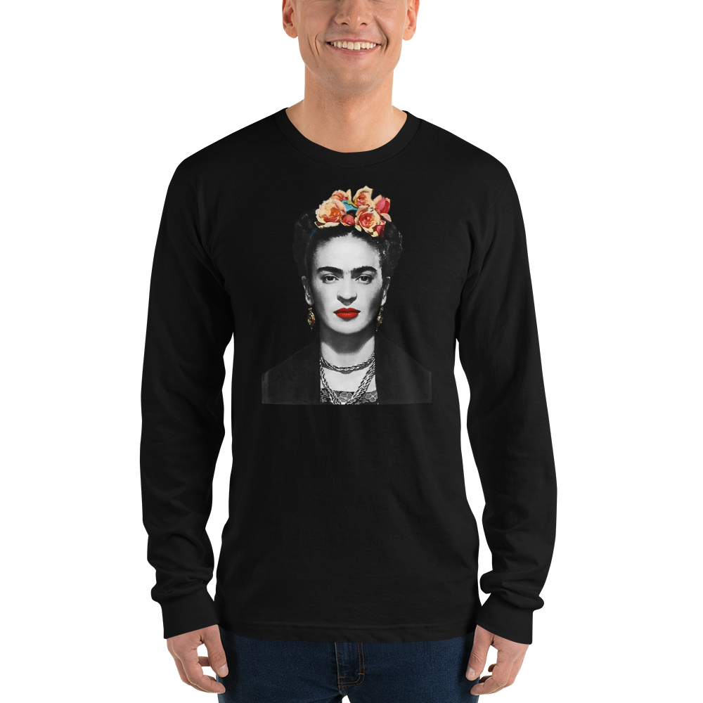 Frida Kahlo With Flowers Poster Artwork Long Sleeve Shirt - LOLA LUXE