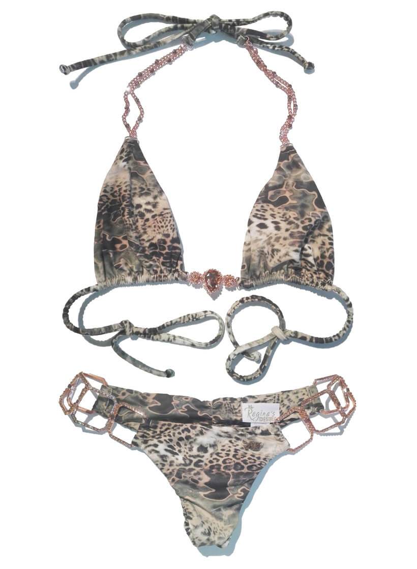 Rachel Triangle Top & Skimpy Bottom - Ocelot - LOLA LUXE