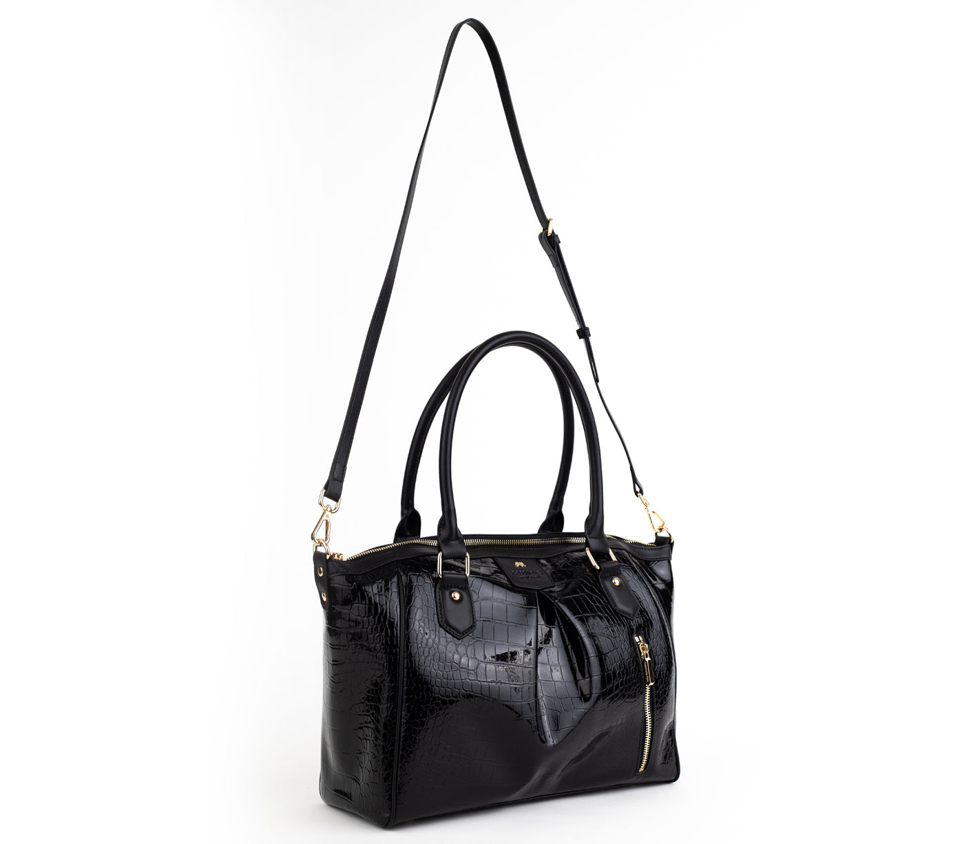 Madison - Black Croc Vegan Bag - LOLA LUXE