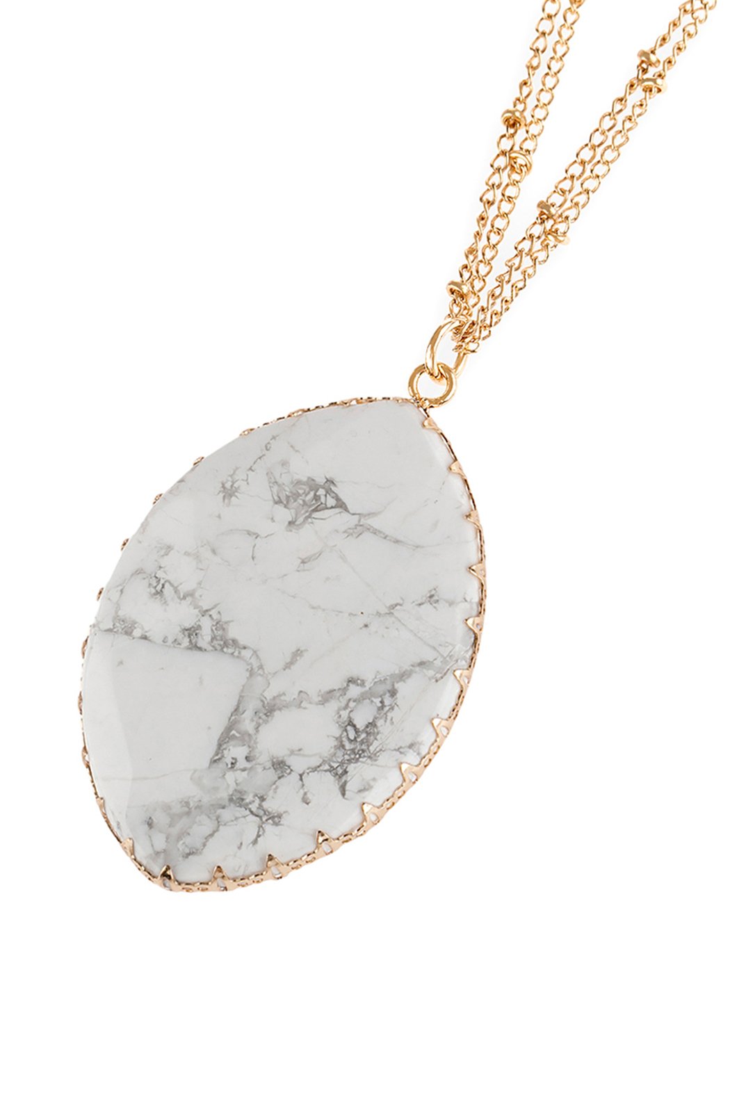 Natural Stone Wrap Oval Pendant Chain Necklace - LOLA LUXE