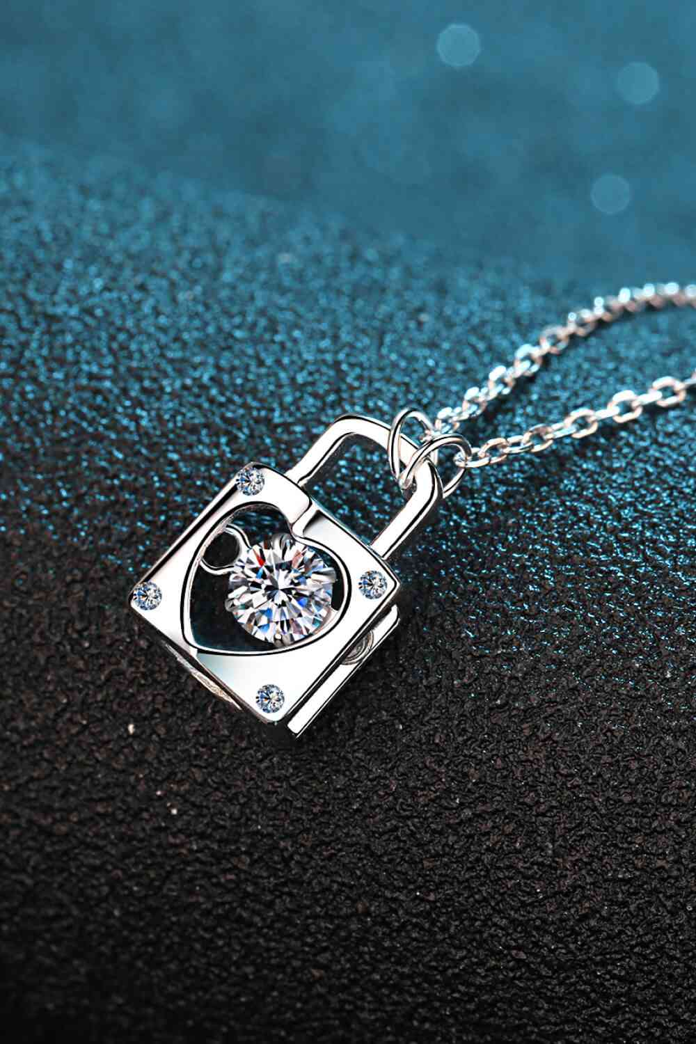 Adored Moissanite Lock Pendant Necklace - lolaluxeshop