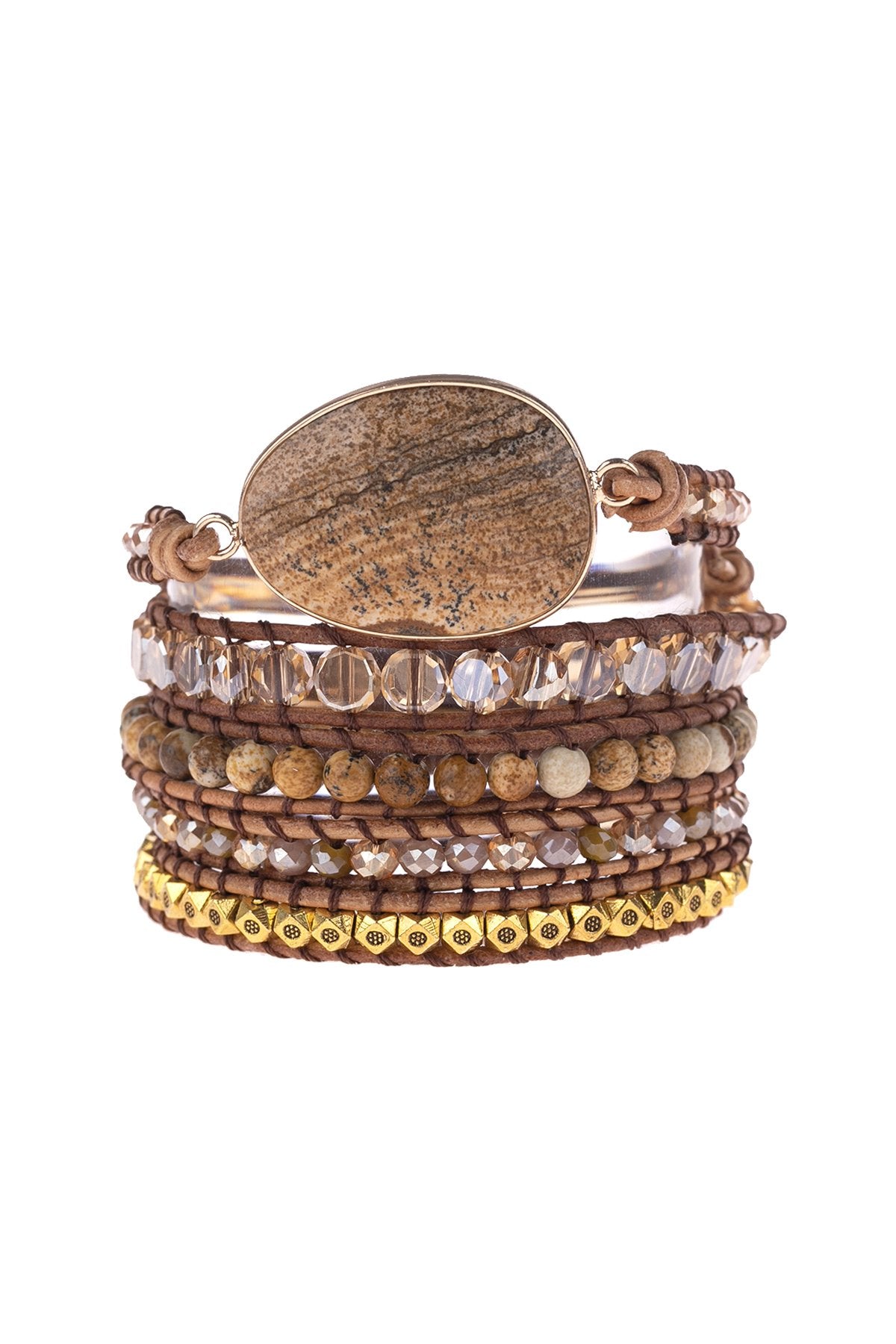 Hdb3031 - Natural Stone Charm Multibeads Bracelet - LOLA LUXE