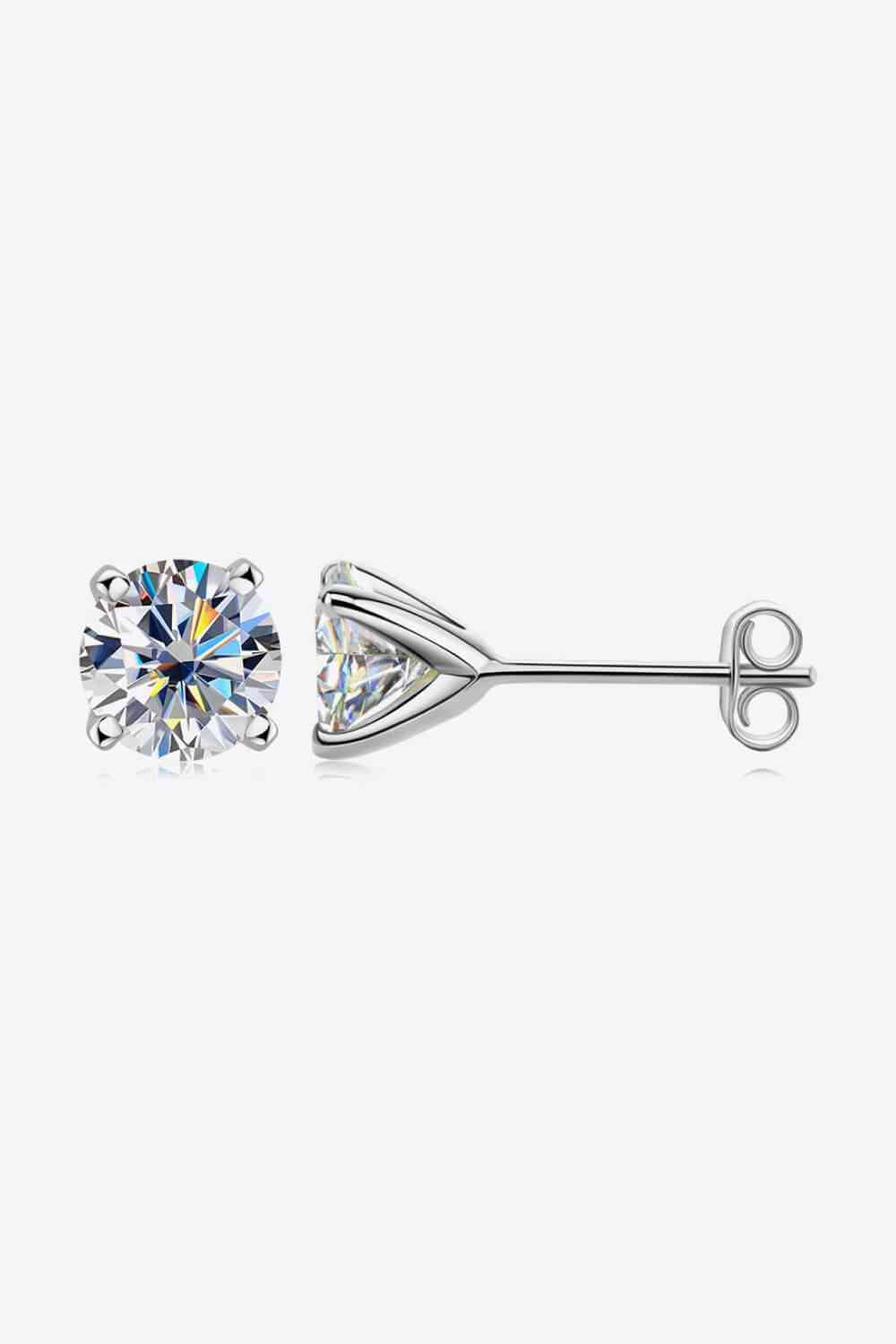 925 Sterling Silver 1 Carat Moissanite 4-Prong Stud Earrings - lolaluxeshop