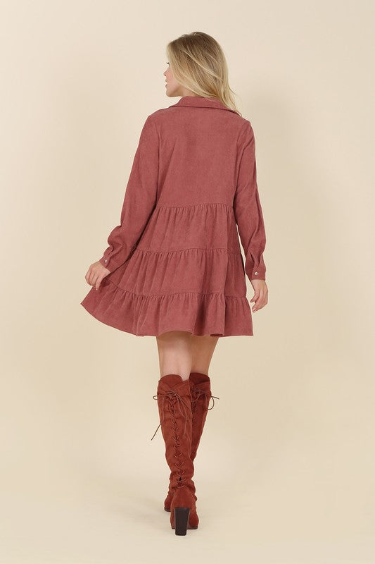 Corduroy tiered dress - LOLA LUXE