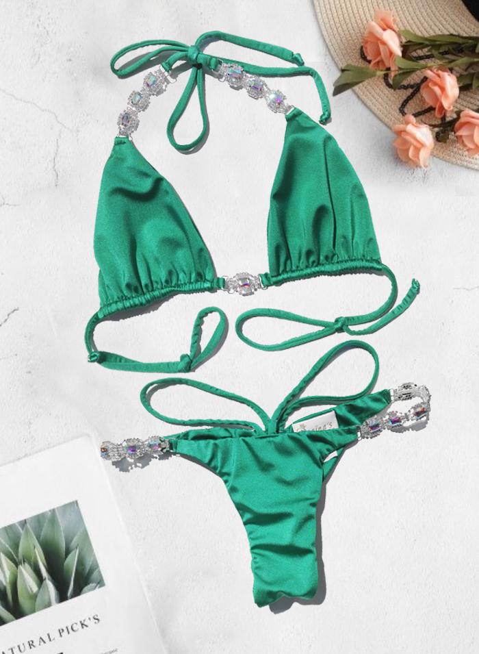 Shanel Triangle Top & Tango Bottom - Green - LOLA LUXE