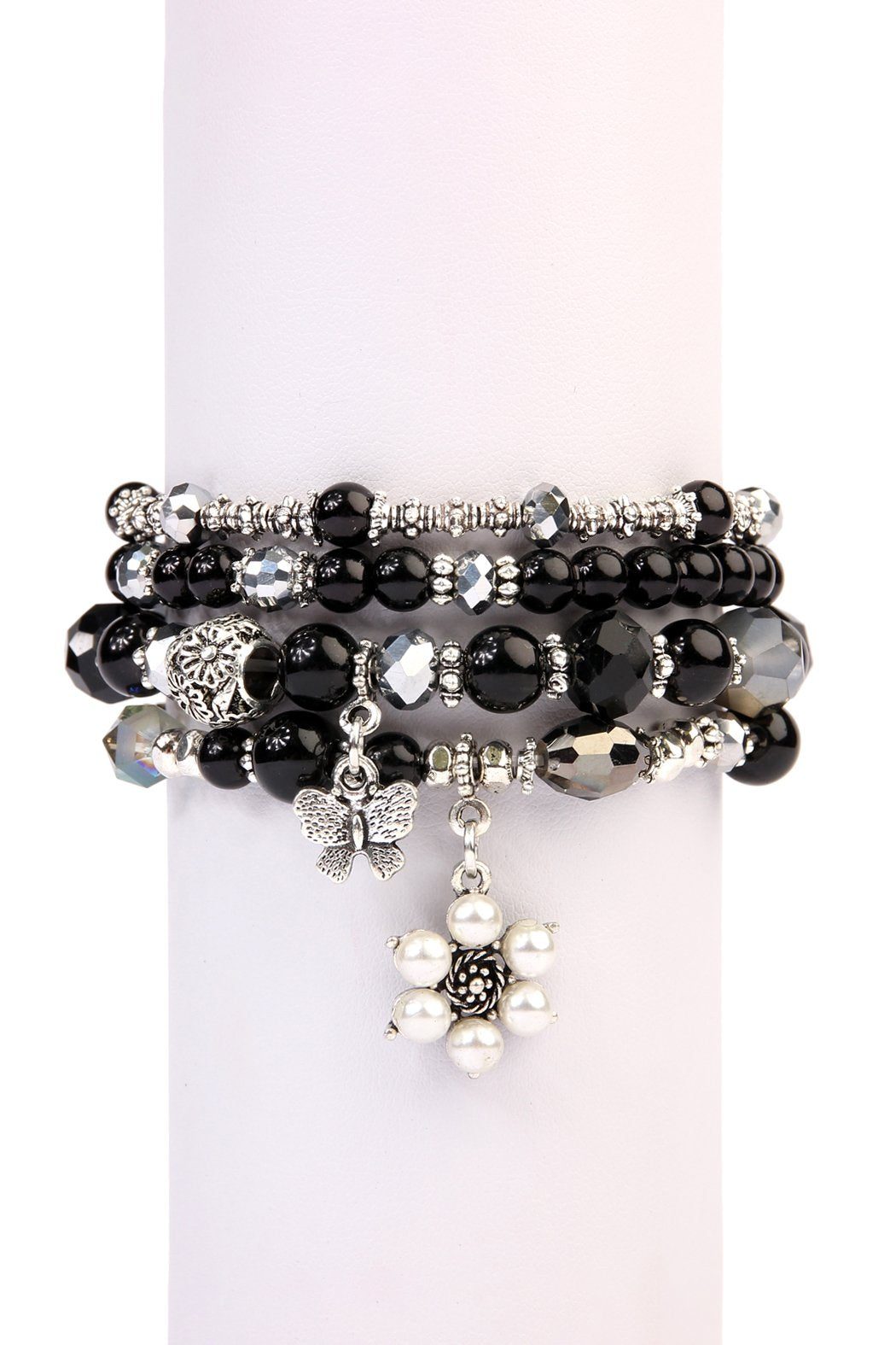 Hdb2076 - Butterfly Pearl Classy Stackable Bracelet - LOLA LUXE