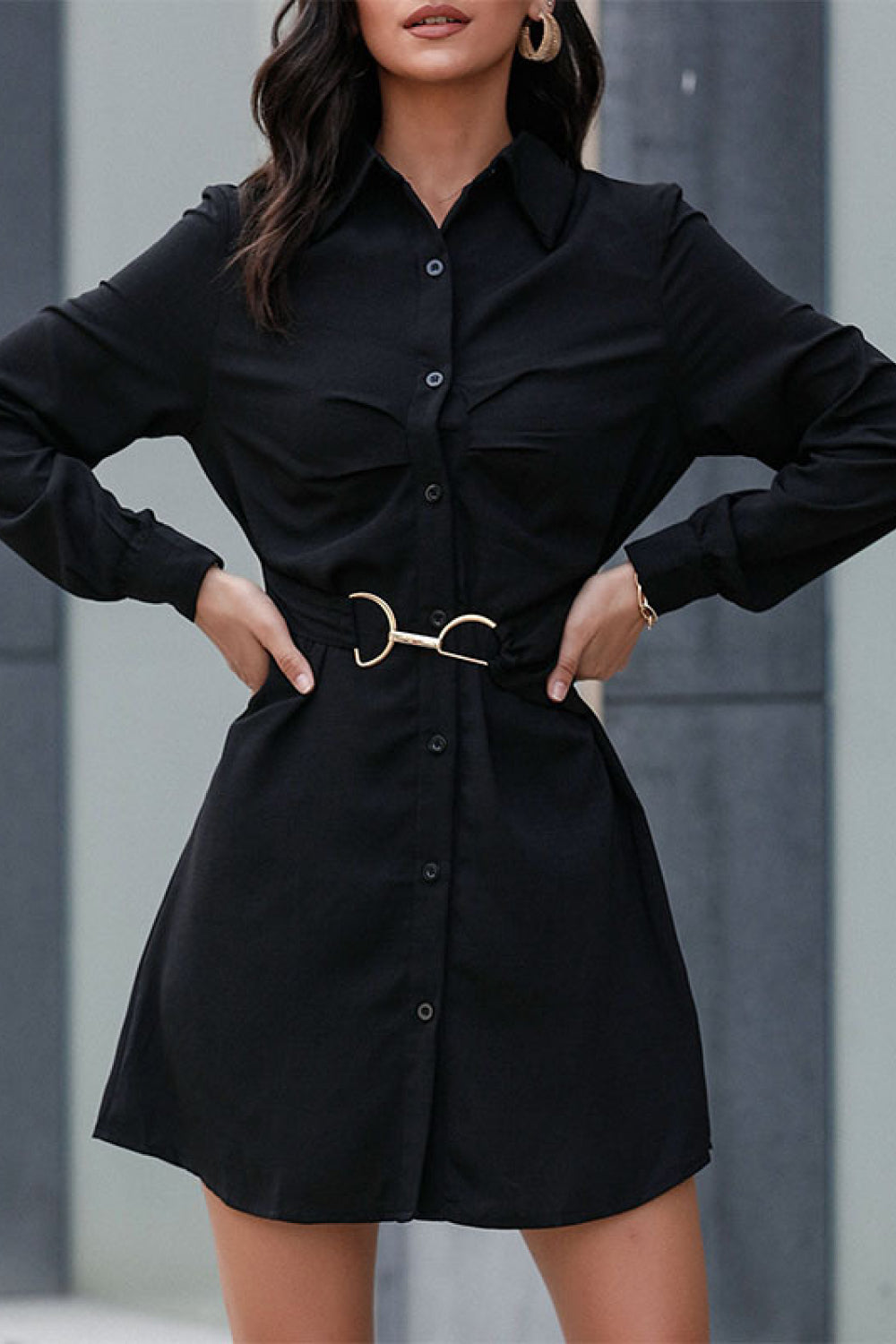 Belted Mini Shirt Dress - LOLA LUXE