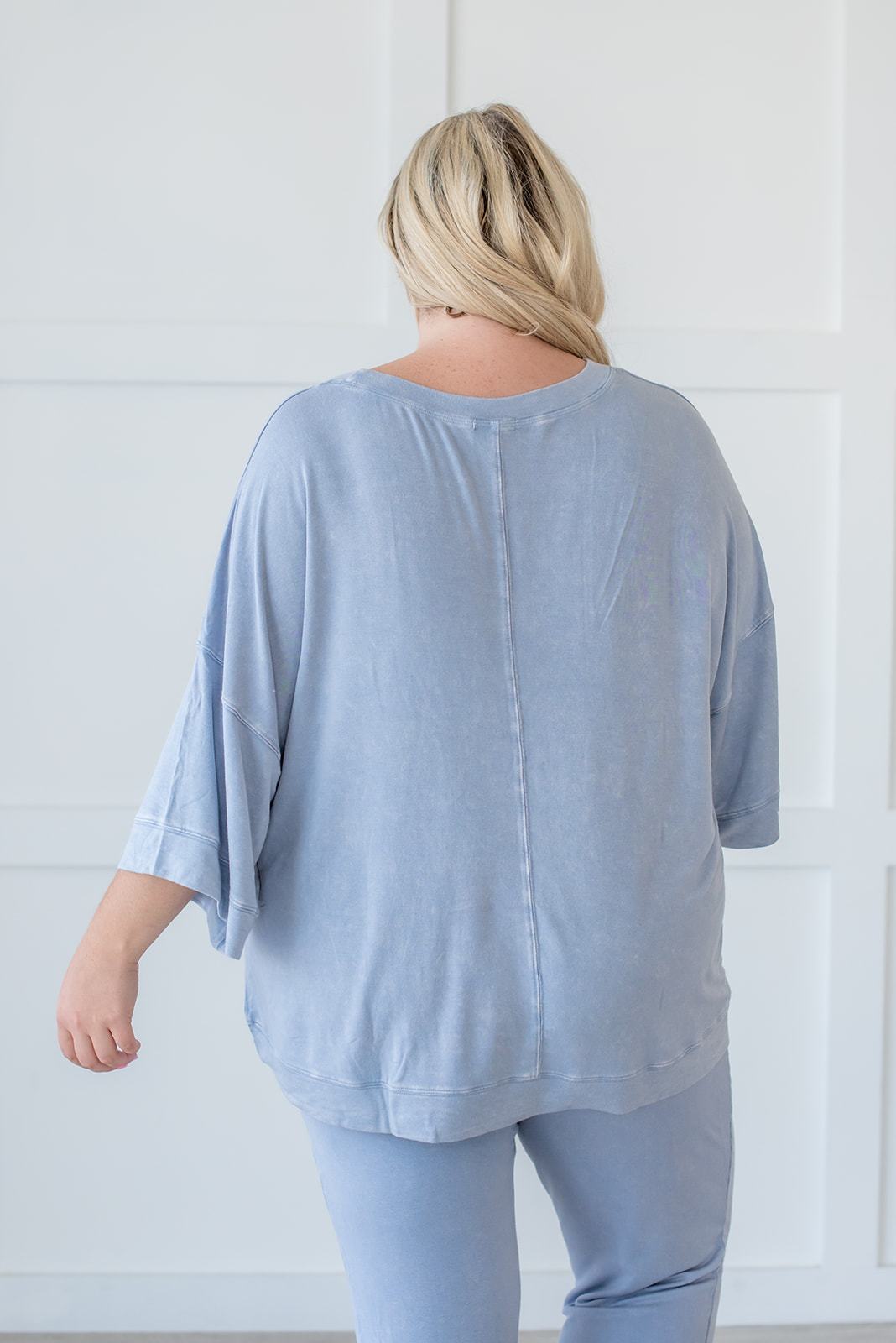 Lazy Weekend French Terry Top- Blue - LOLA LUXE