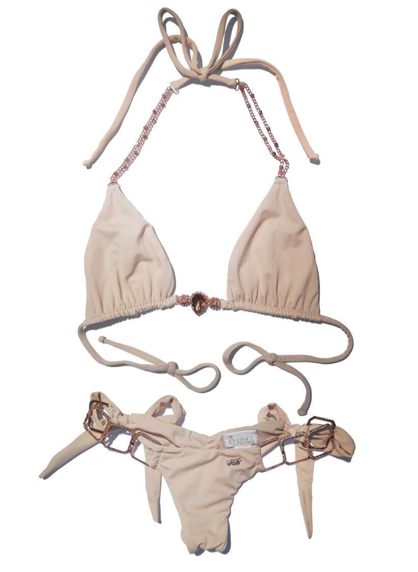 Tessa Triangle Top & Tie Side Bottom - Nude - LOLA LUXE