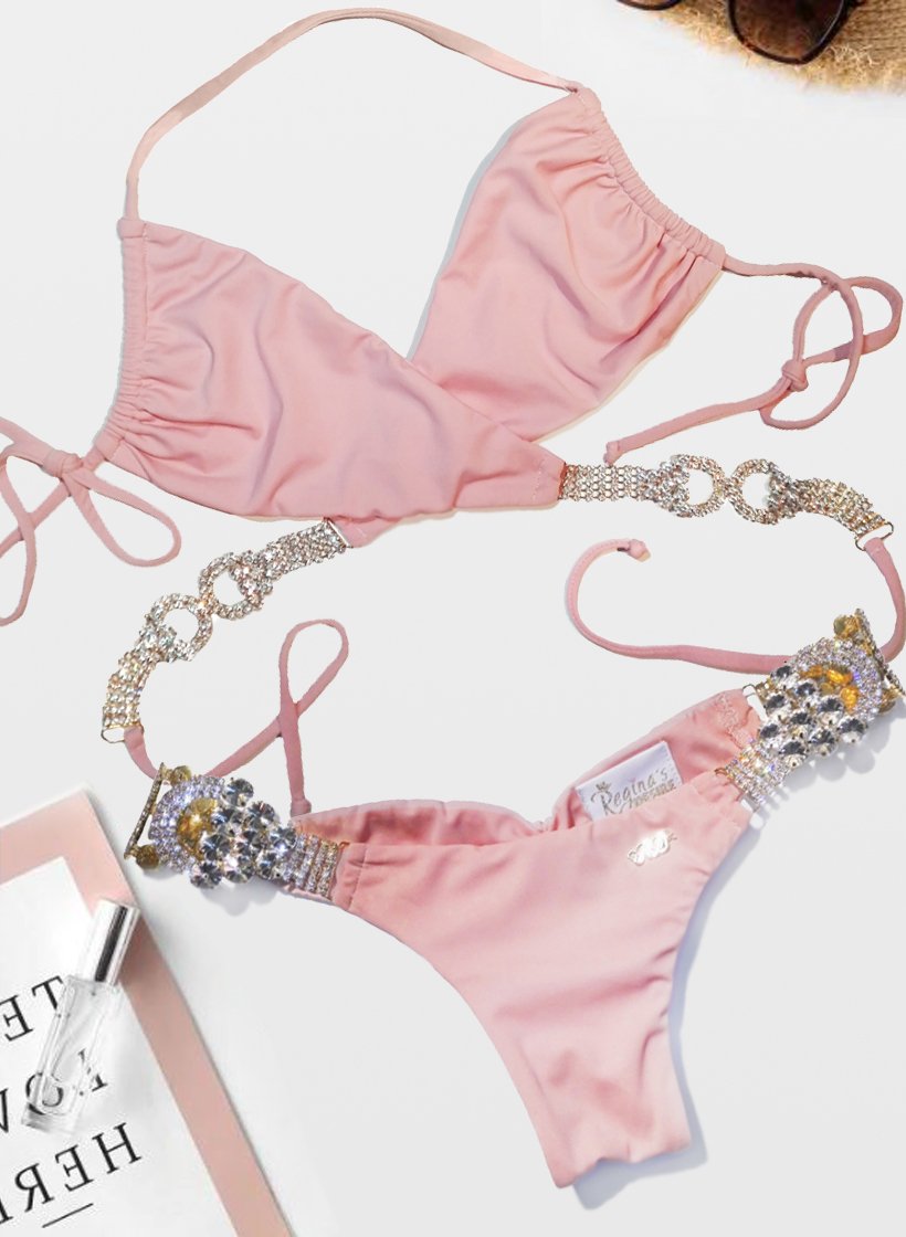 Gina Wrap Top & Skimpy Bottom - Powder Pink - LOLA LUXE