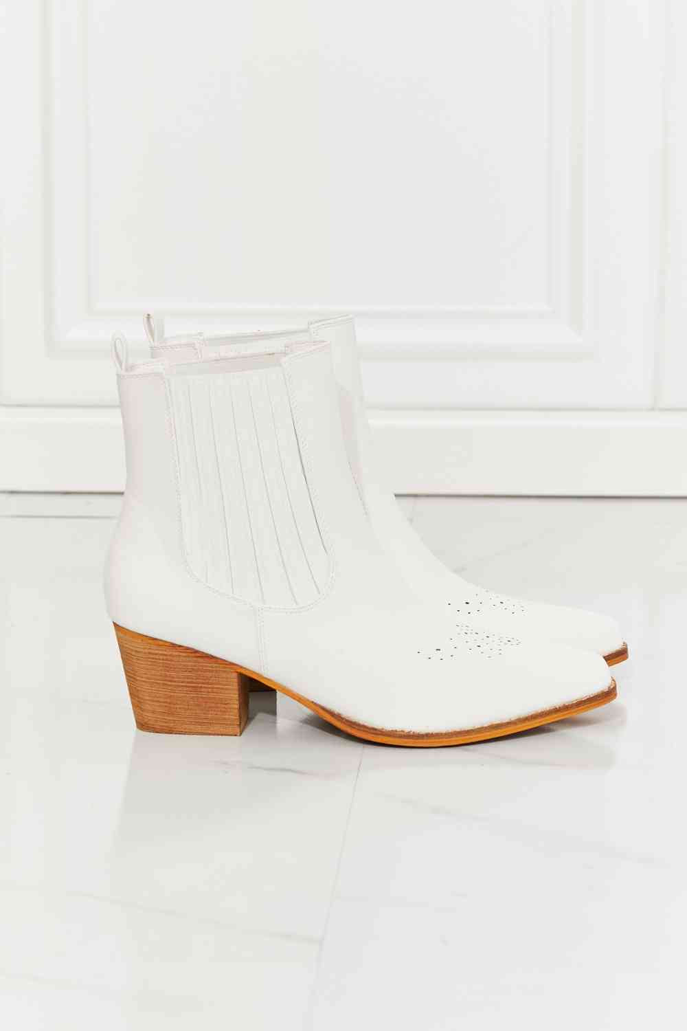 MMShoes Love the Journey Stacked Heel Chelsea Boot in White - lolaluxeshop