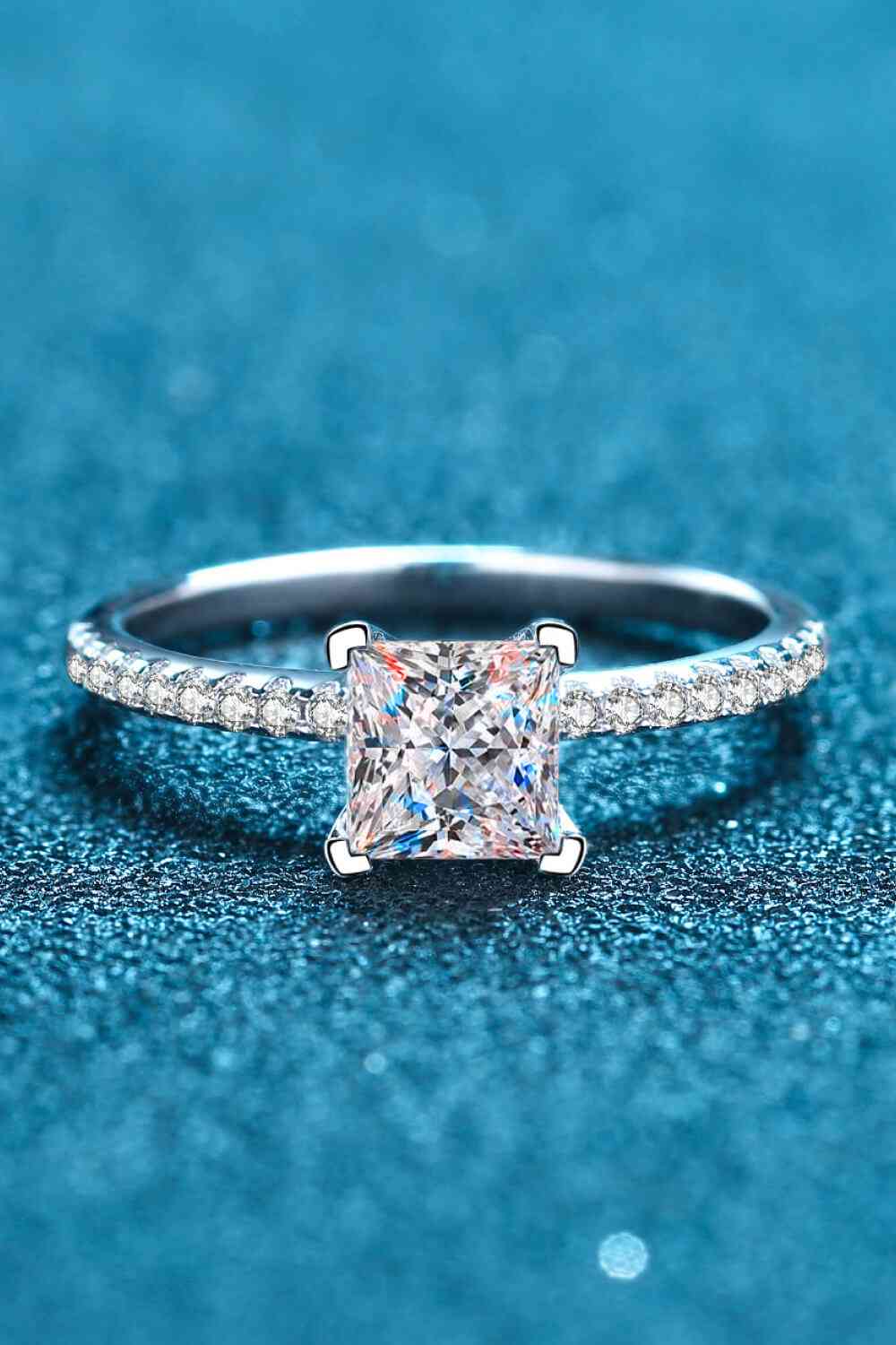 Rhodium-Plated 2 Carat Moissanite Four-Prong Ring - lolaluxeshop