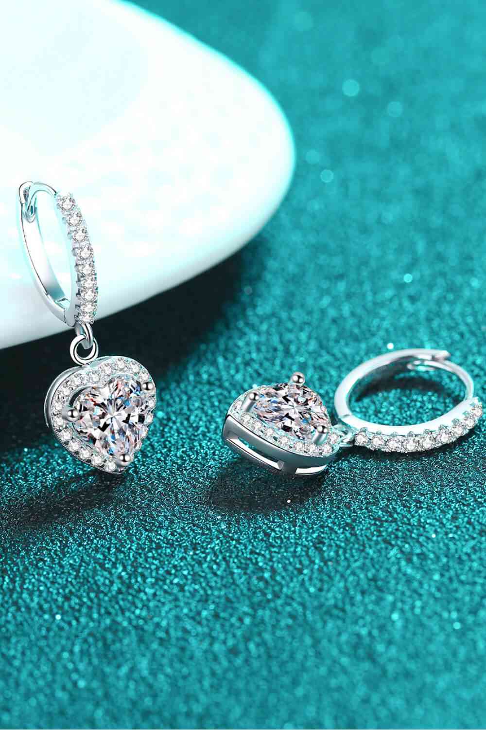 Moissanite Heart-Shaped Drop Earrings - lolaluxeshop