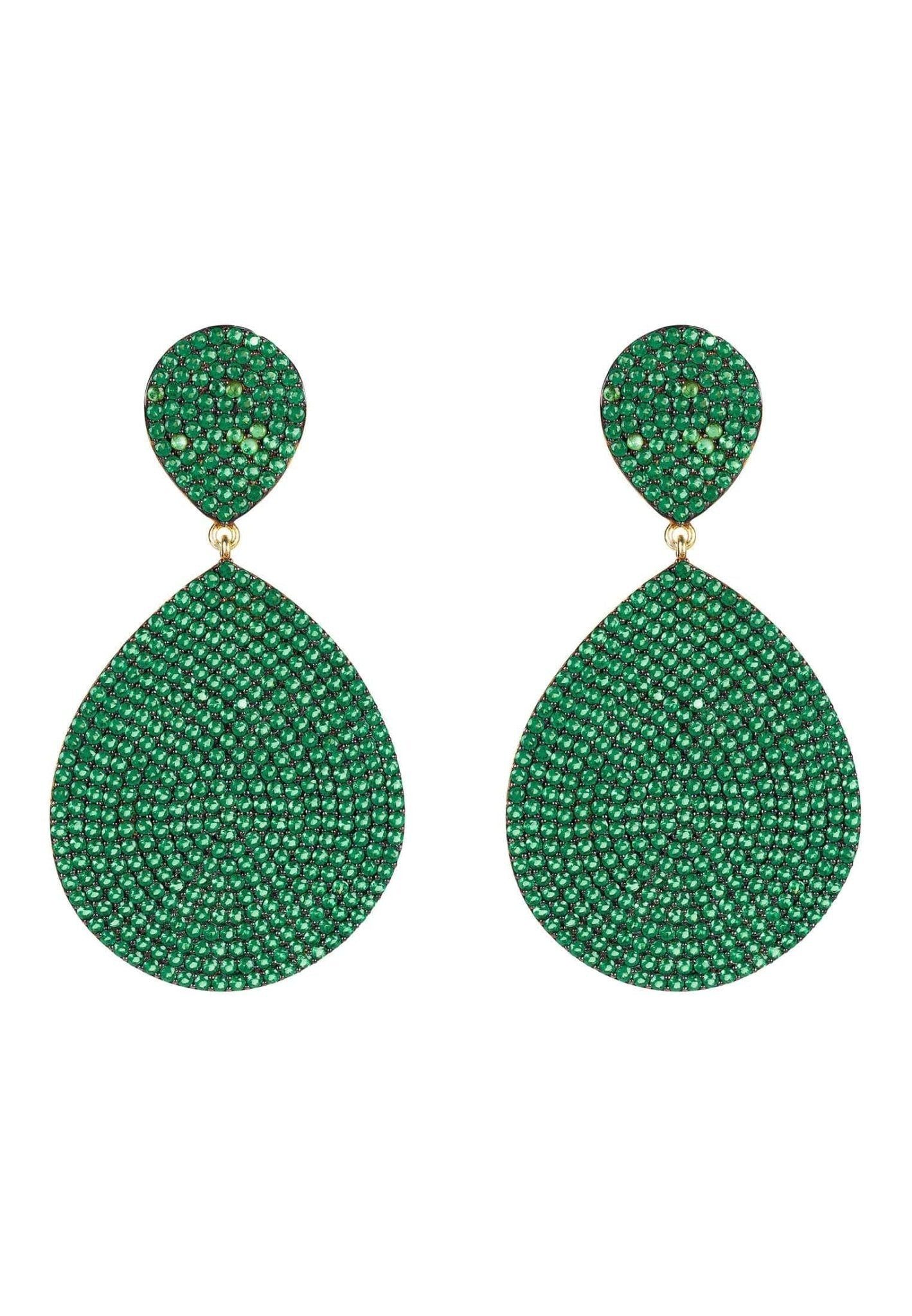 Monte Carlo Earrings Gold Emerald Zircon - lolaluxeshop