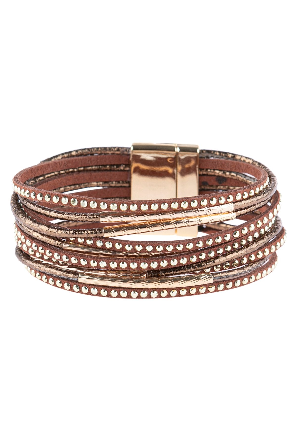 Hdb3067 - Multiline Leather Magnetic Bracelet - LOLA LUXE