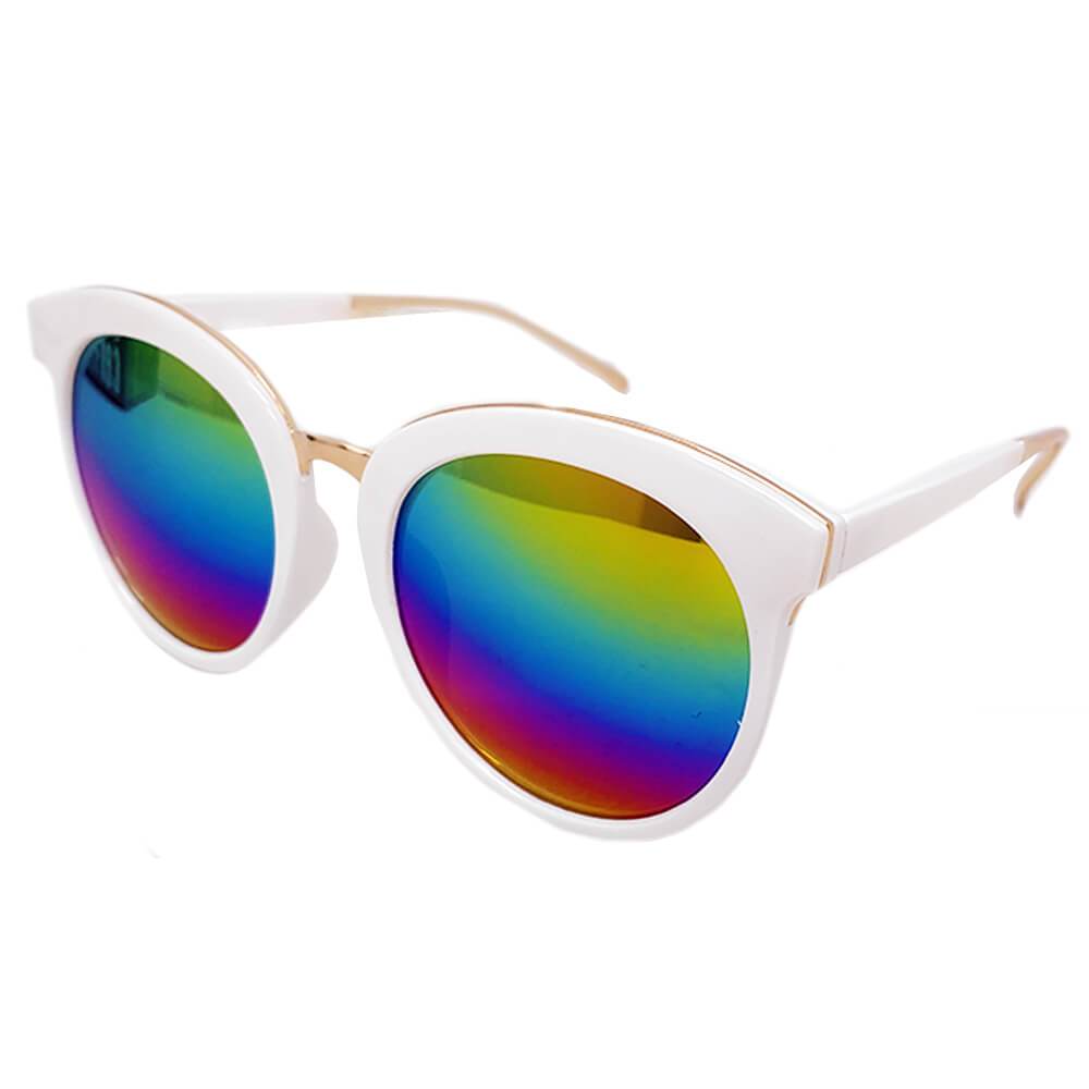 NORTH | Women's Oversized Round Mirrored Lens Horned Rim Sunglasses - lolaluxeshop