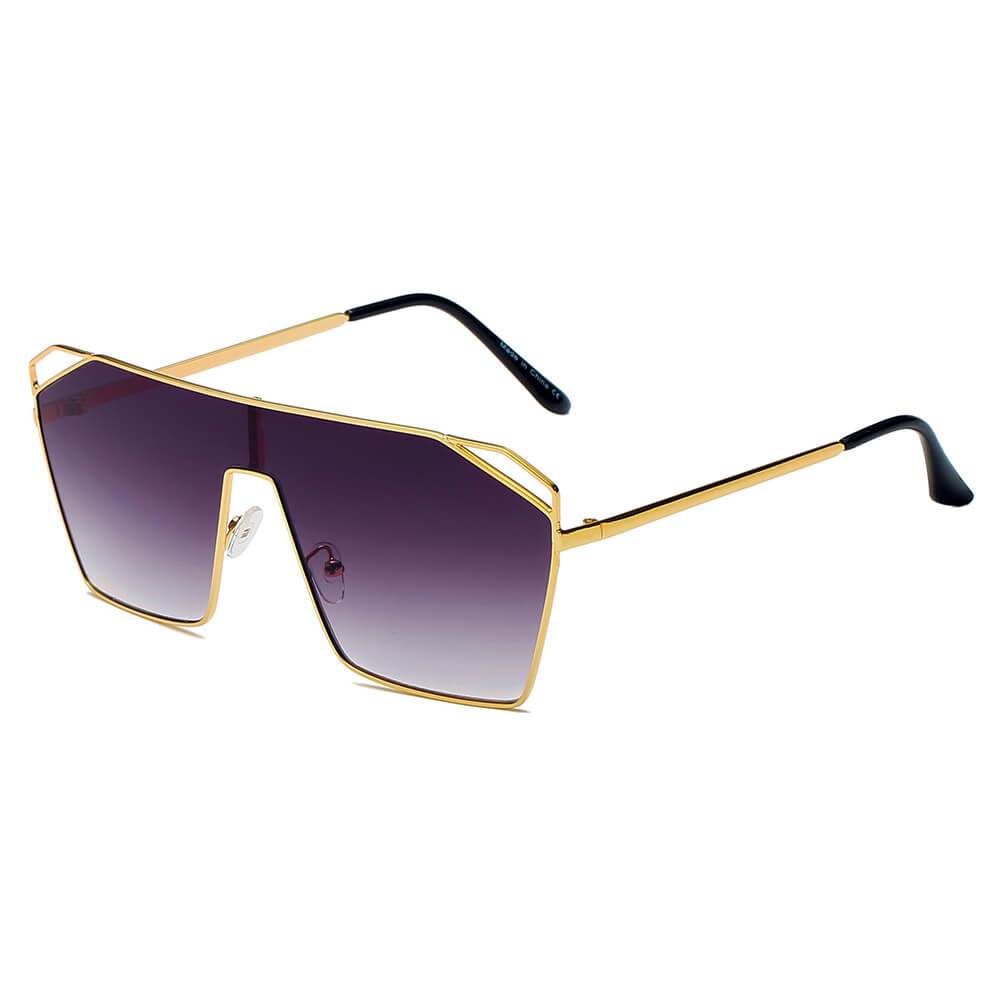 LAVAL | S2071 - Flat Top Metal Oversize Square Fashion Sunglasses - lolaluxeshop