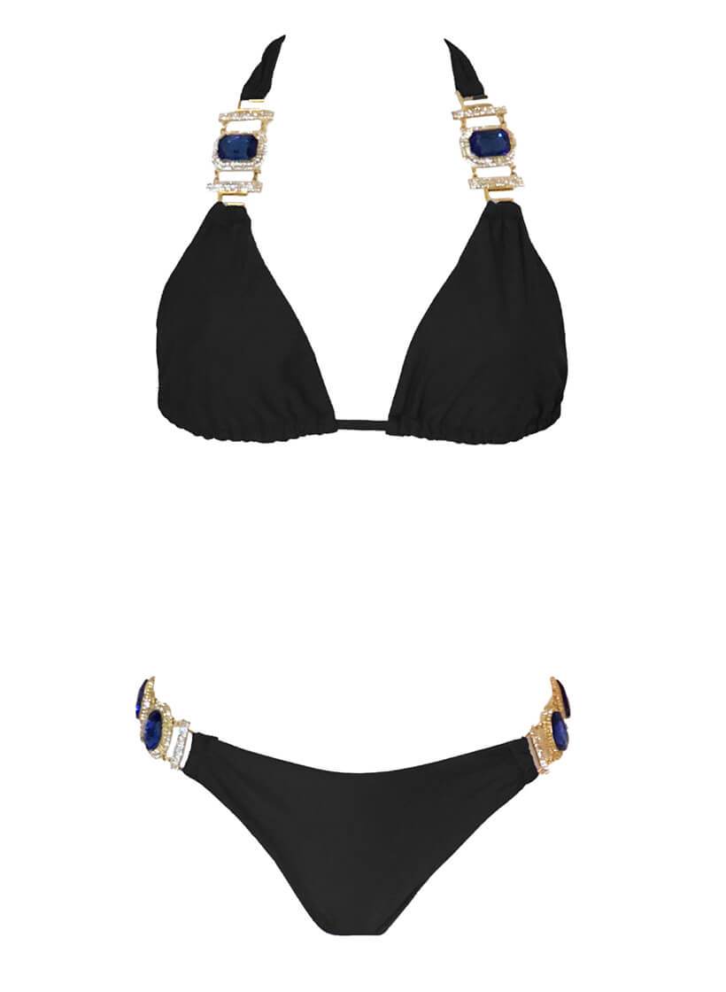 Tina Halter Top & Skimpy Bottom - Black - LOLA LUXE