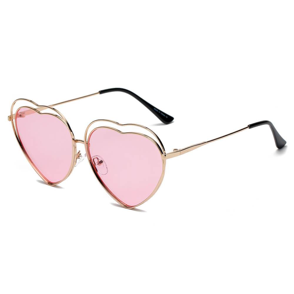 MESA | Women Metal Halo Wire Art Heart Shape Color Lens Sunglasses - lolaluxeshop