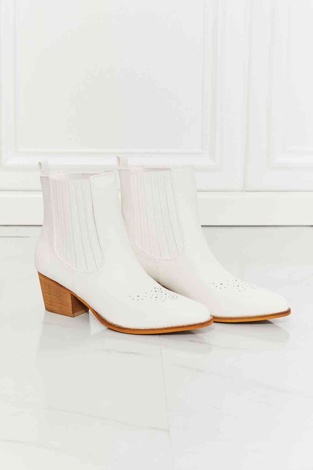 MMShoes Love the Journey Stacked Heel Chelsea Boot in White - lolaluxeshop