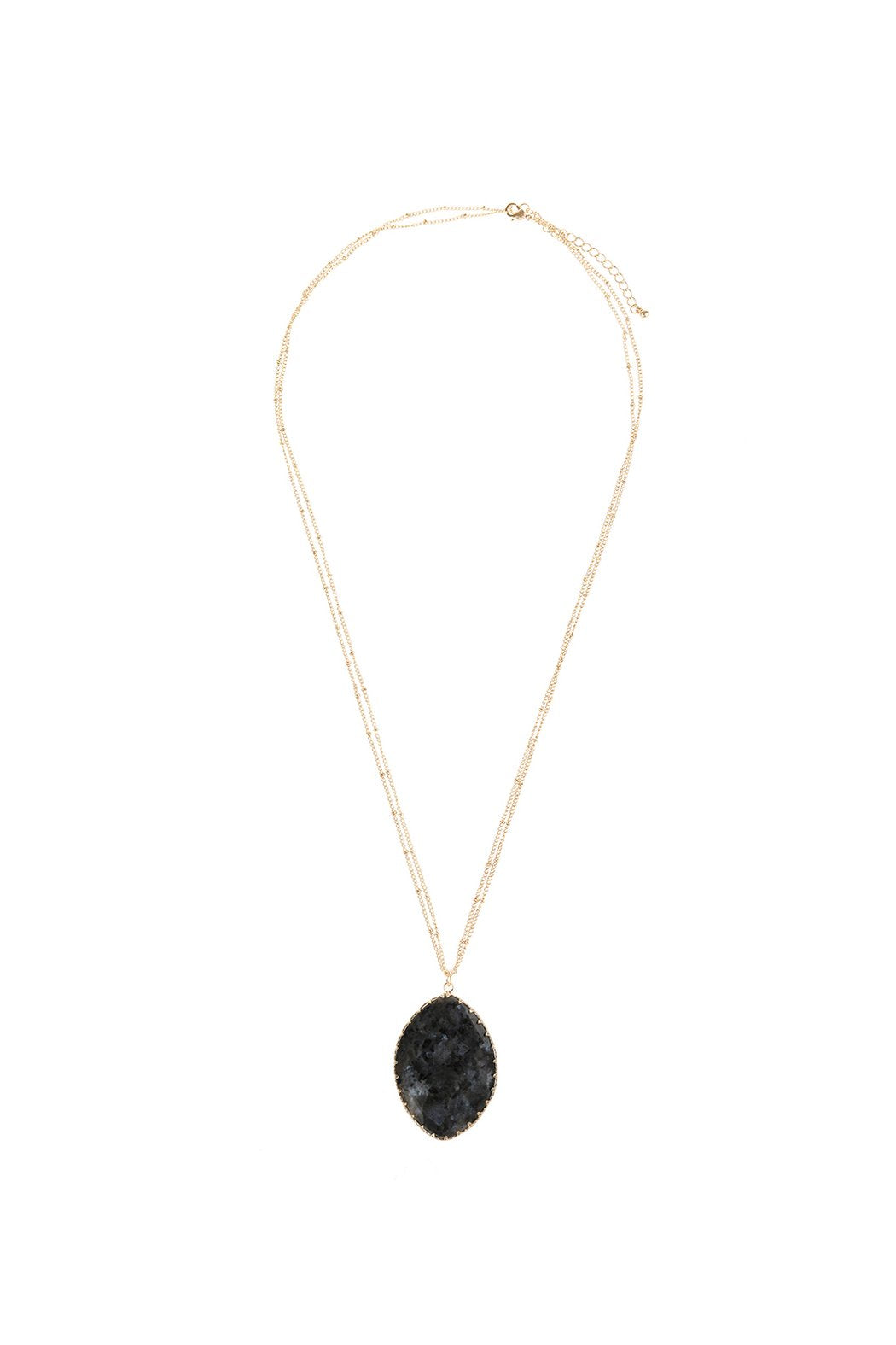 Natural Stone Wrap Oval Pendant Chain Necklace - LOLA LUXE