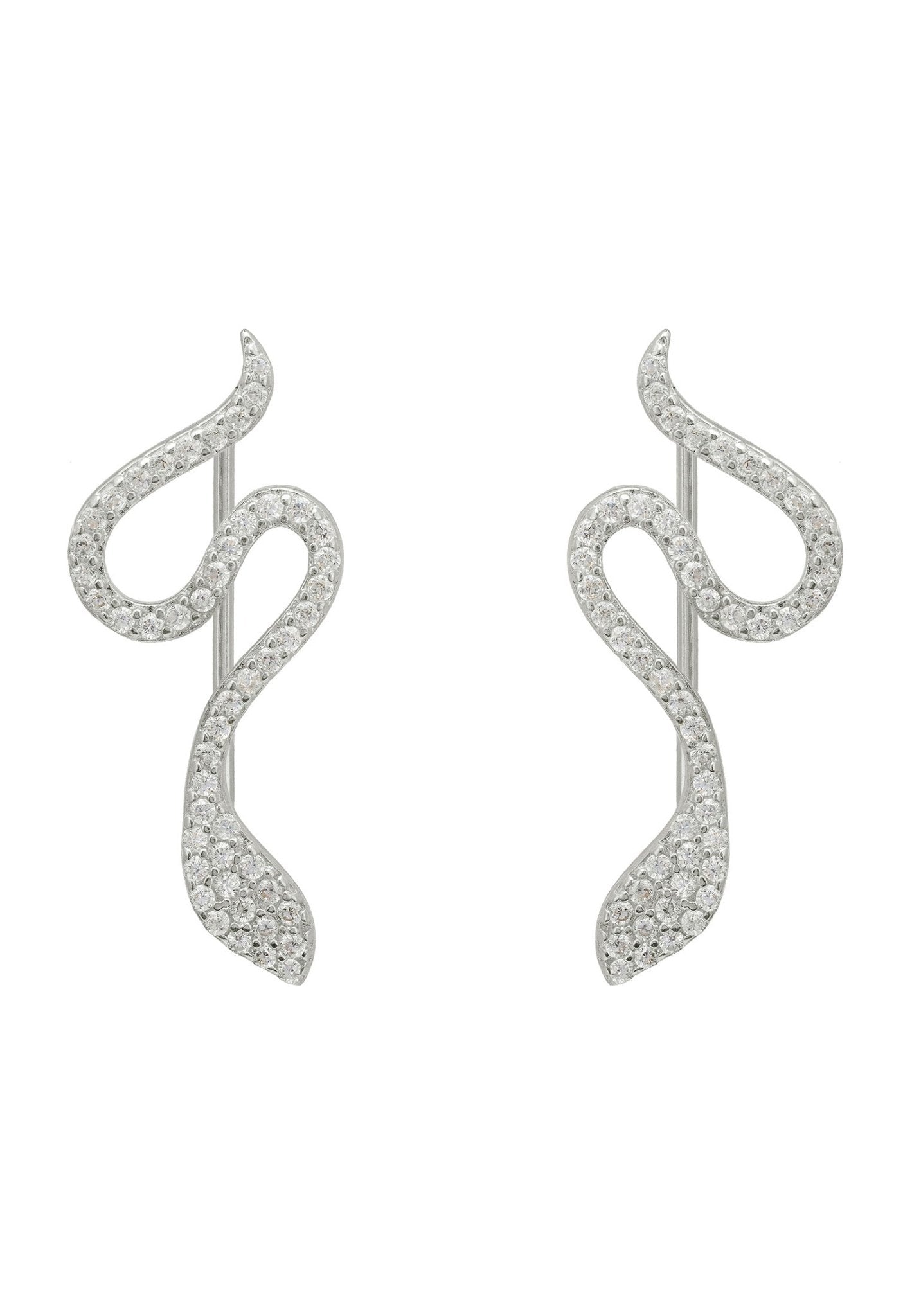 Nagini Snake Ear Climbers Silver - lolaluxeshop